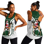 South Africa Christmas In July Women Racerback Tank Geseende Kersfees Springbok Black Santa