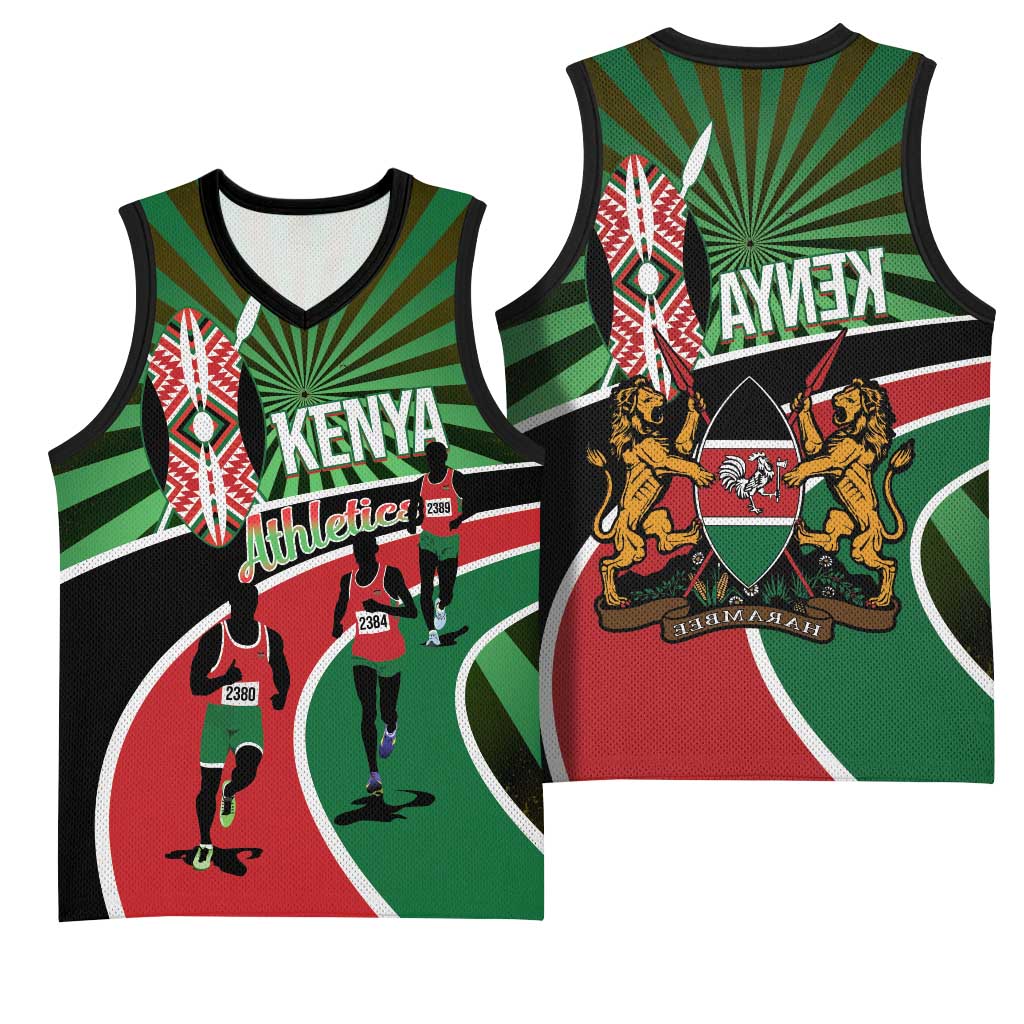 Afro Athletics Kenya Basketball Jersey Olono Maasai Shield Running Way - African Pride