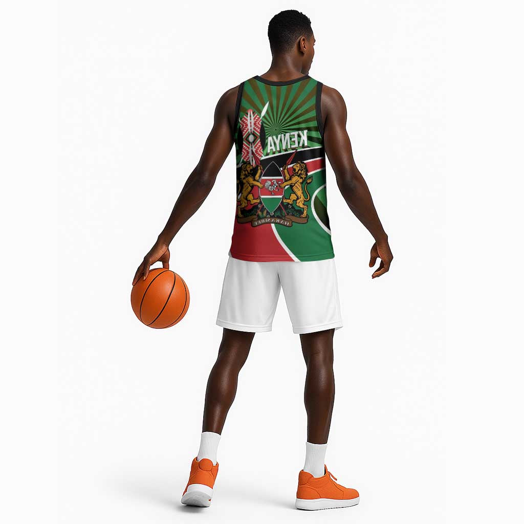 Afro Athletics Kenya Basketball Jersey Olono Maasai Shield Running Way - African Pride