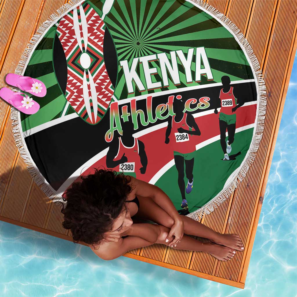 Afro Athletics Kenya Beach Blanket Olono Maasai Shield Running Way - African Pride