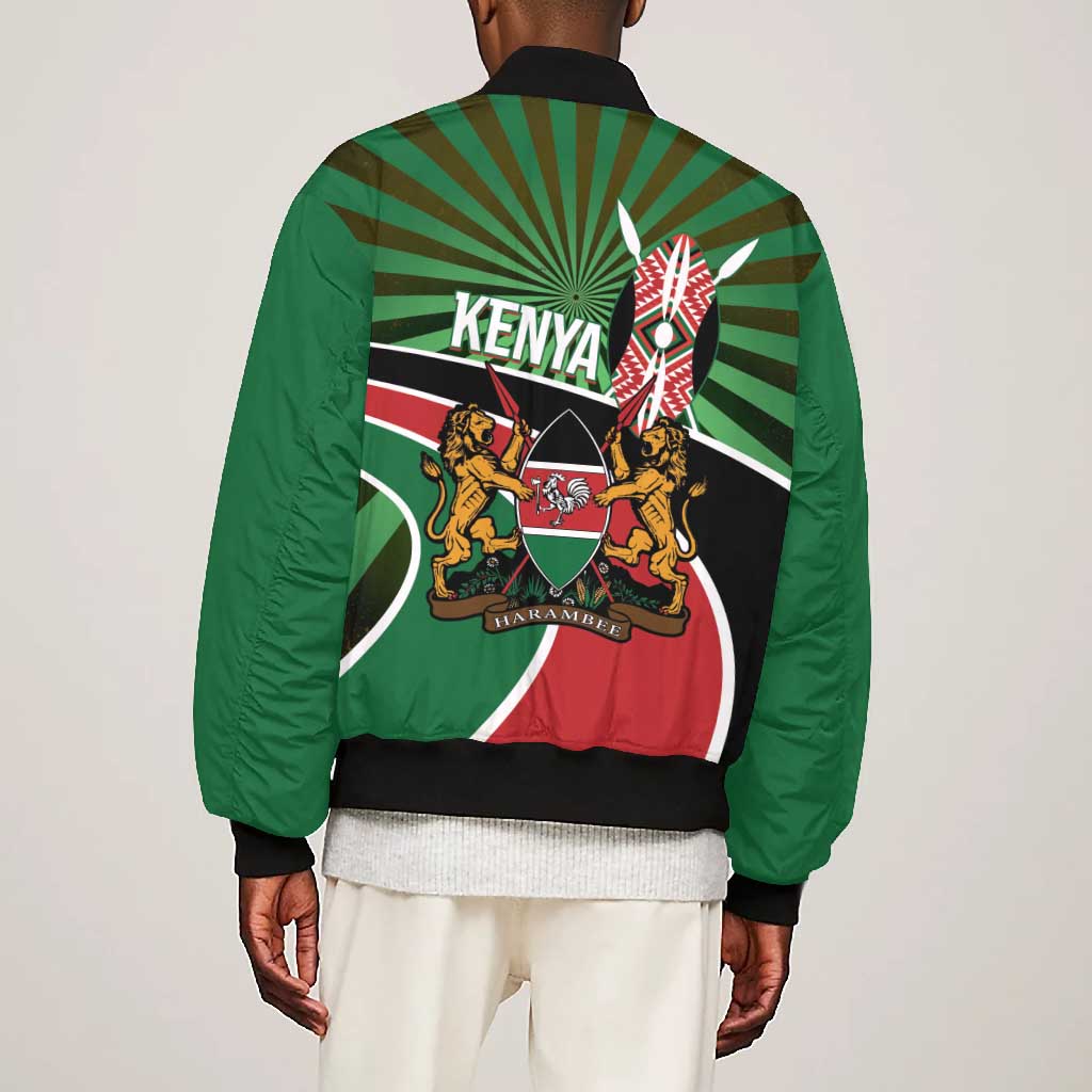 Afro Athletics Kenya Bomber Jacket Olono Maasai Shield Running Way - African Pride