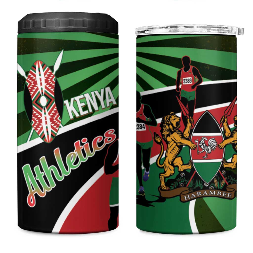 Afro Athletics Kenya 4 in 1 Can Cooler Tumbler Olono Maasai Shield Running Way - African Pride