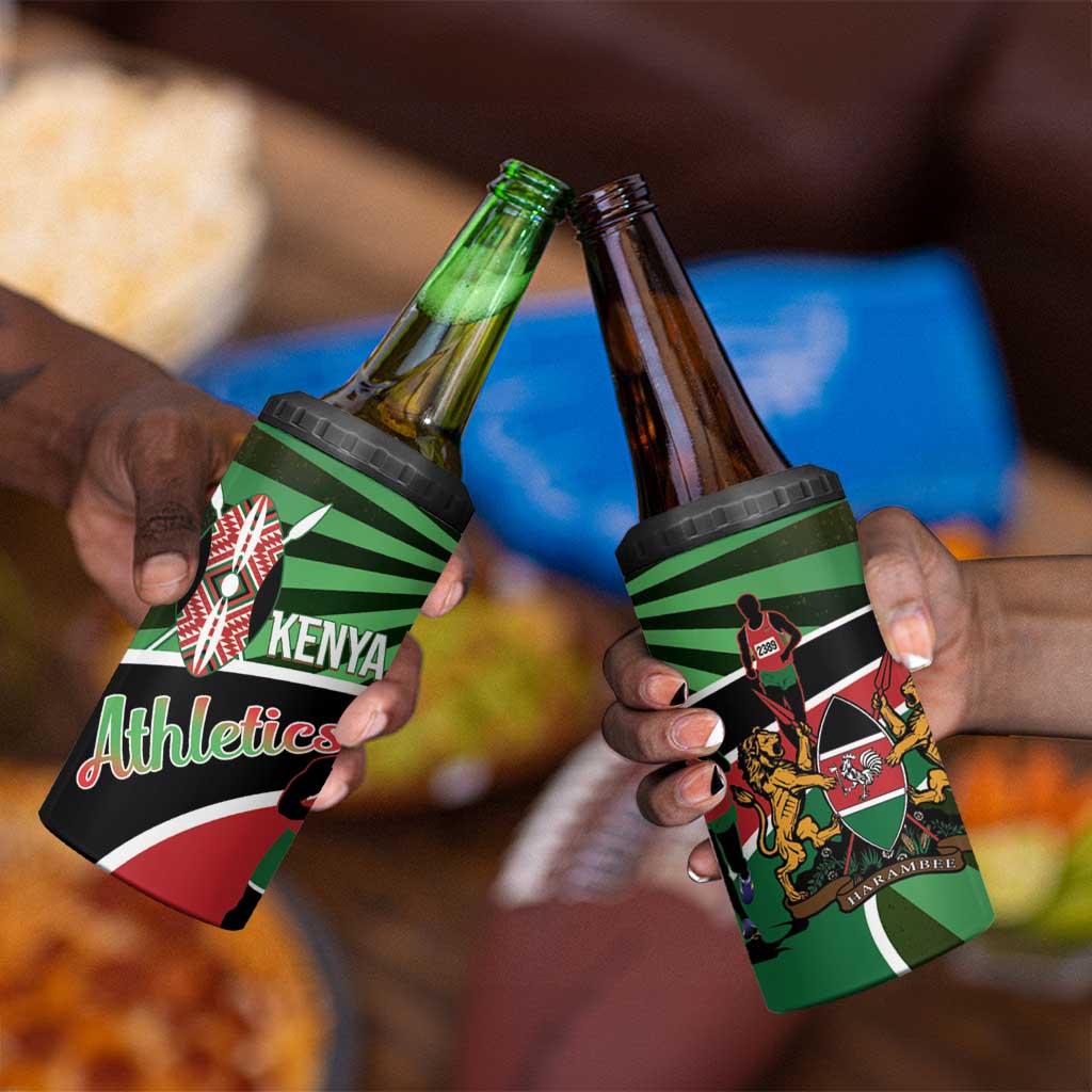 Afro Athletics Kenya 4 in 1 Can Cooler Tumbler Olono Maasai Shield Running Way - African Pride