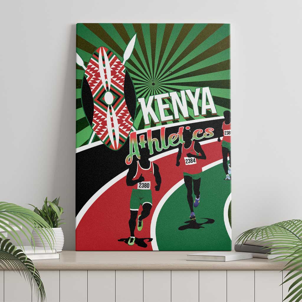 Afro Athletics Kenya Canvas Wall Art Olono Maasai Shield Running Way - African Pride