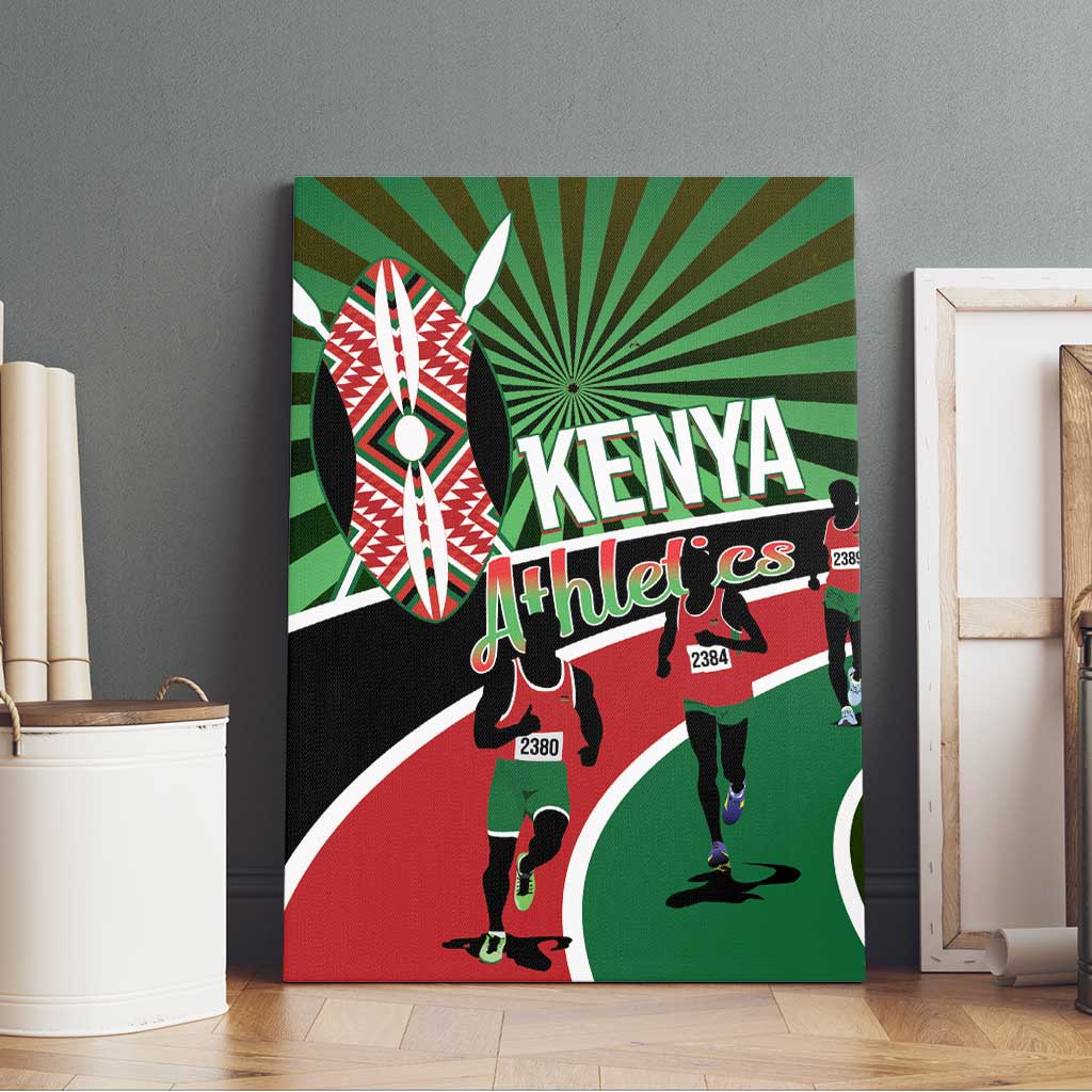 Afro Athletics Kenya Canvas Wall Art Olono Maasai Shield Running Way - African Pride