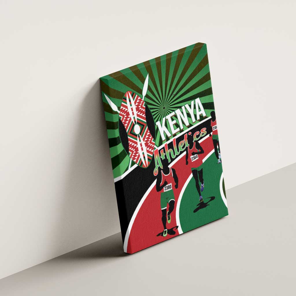 Afro Athletics Kenya Canvas Wall Art Olono Maasai Shield Running Way - African Pride
