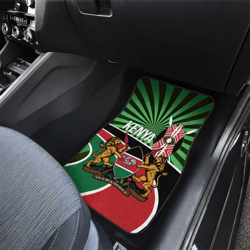 Afro Athletics Kenya Car Mats Olono Maasai Shield Running Way - African Pride