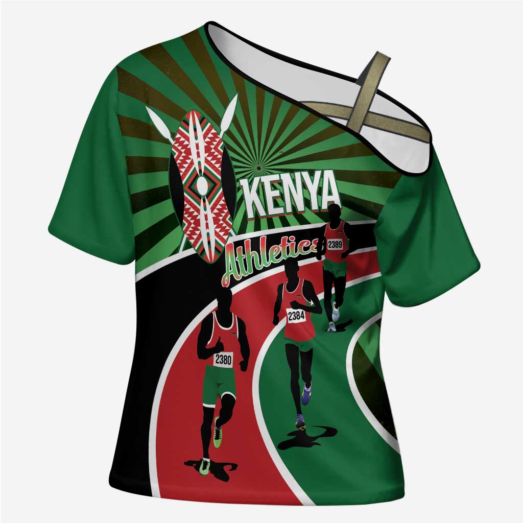 Athletics Kenya Cross Shoulder Shirt Maasai Shield Running Way