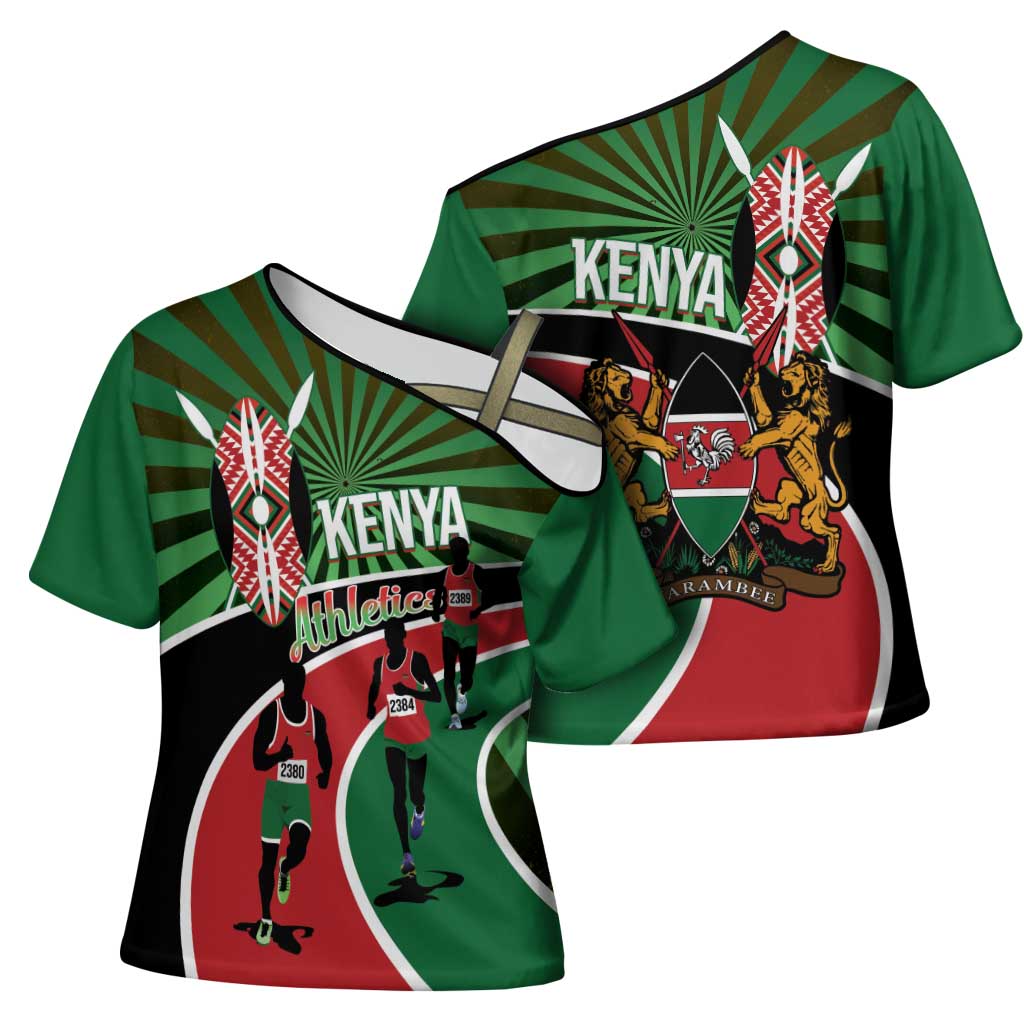 Athletics Kenya Cross Shoulder Shirt Maasai Shield Running Way