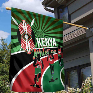 Afro Athletics Kenya Garden Flag Olono Maasai Shield Running Way - African Pride