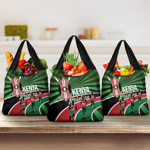 Afro Athletics Kenya Grocery Bag Olono Maasai Shield Running Way - African Pride
