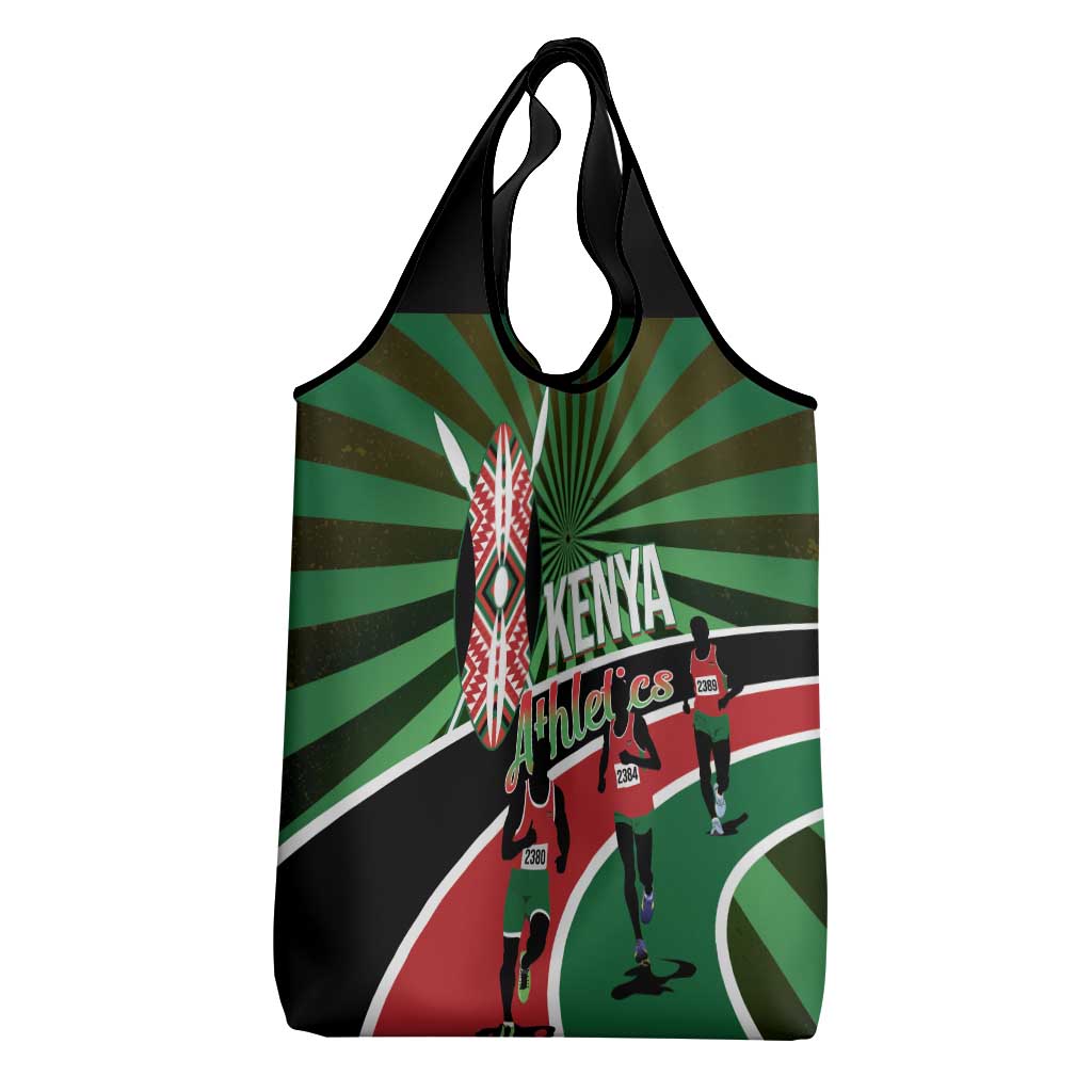 Afro Athletics Kenya Grocery Bag Olono Maasai Shield Running Way - African Pride