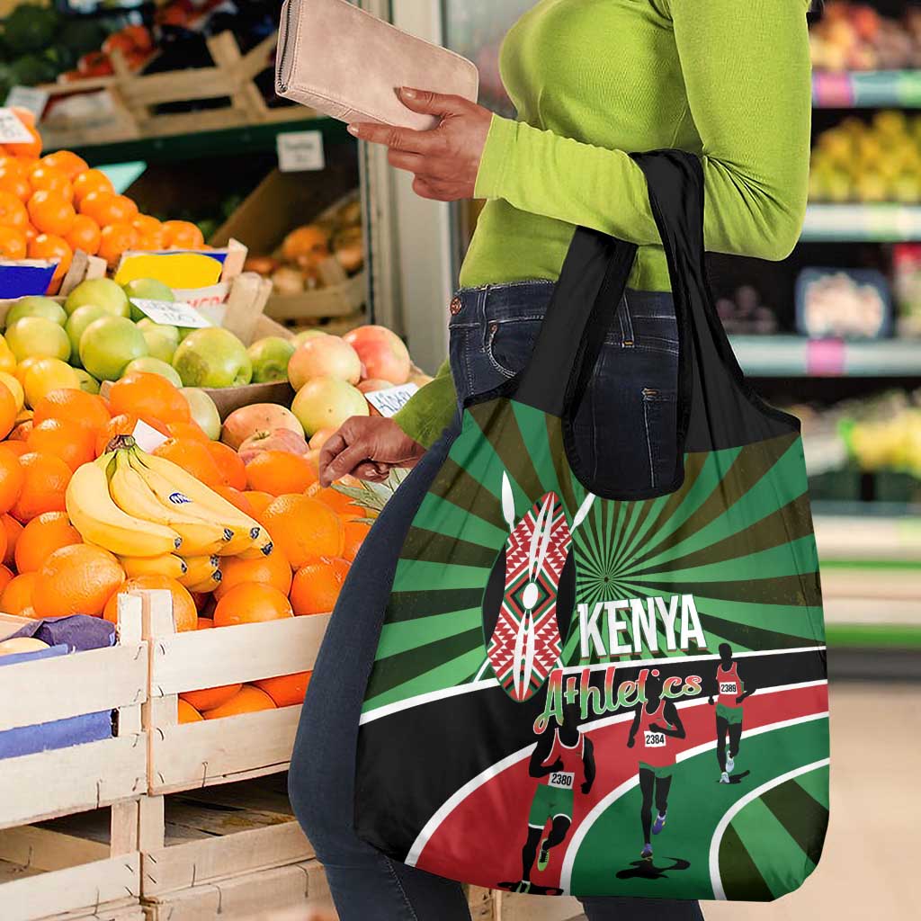 Afro Athletics Kenya Grocery Bag Olono Maasai Shield Running Way - African Pride