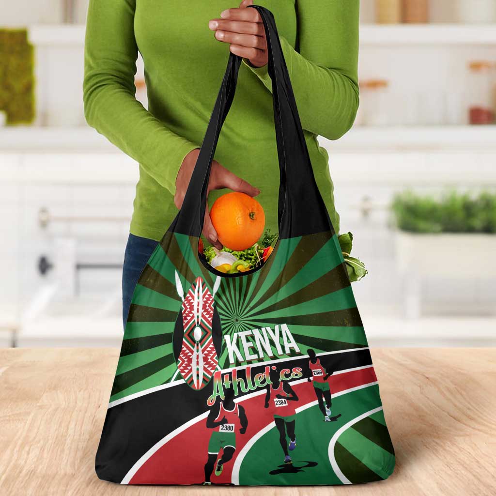 Afro Athletics Kenya Grocery Bag Olono Maasai Shield Running Way - African Pride