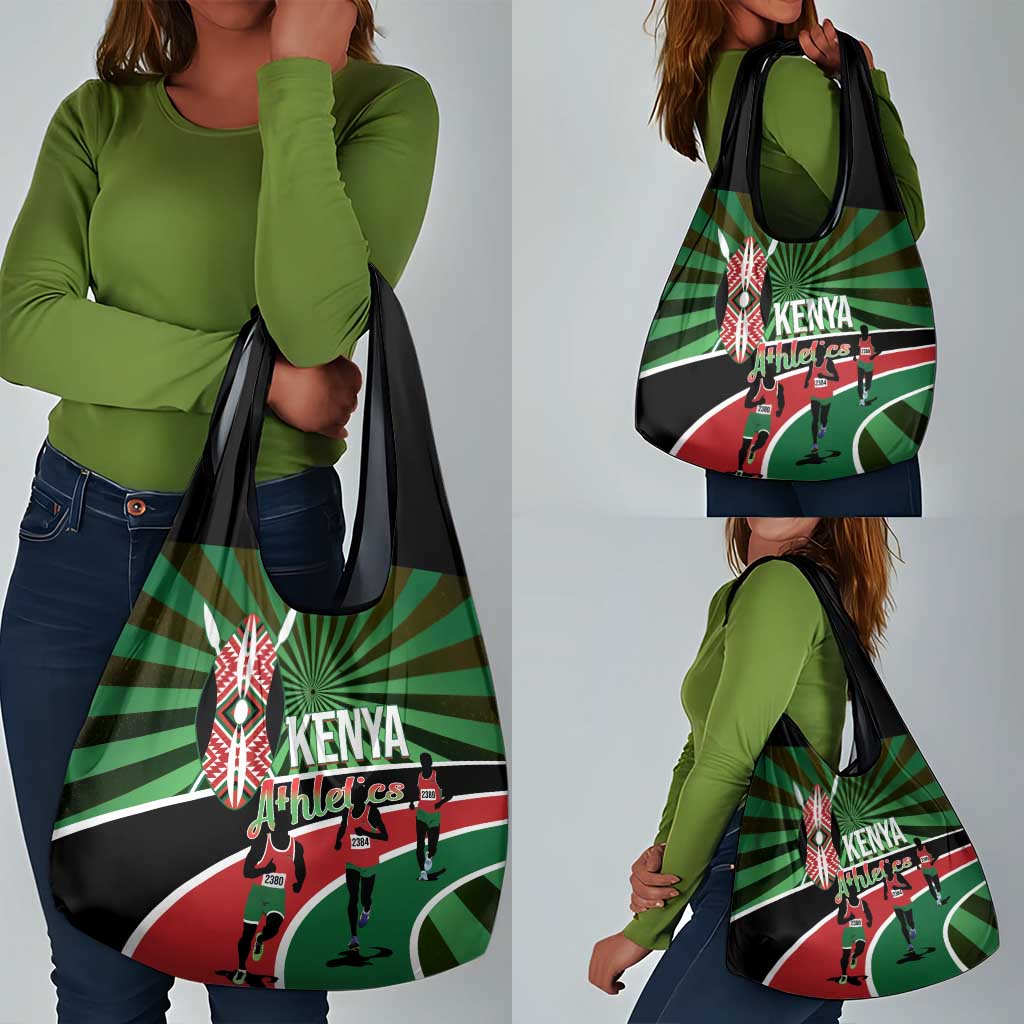 Afro Athletics Kenya Grocery Bag Olono Maasai Shield Running Way - African Pride