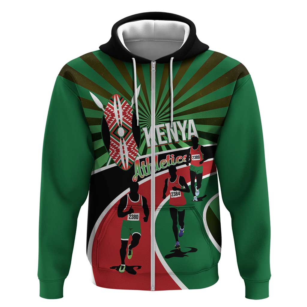 Afro Athletics Kenya Hoodie Olono Maasai Shield Running Way - African Pride