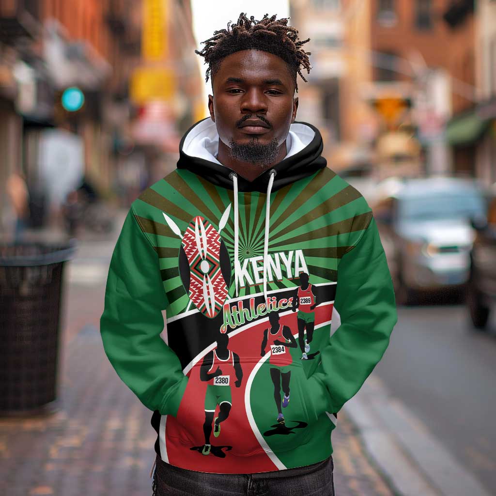 Afro Athletics Kenya Hoodie Olono Maasai Shield Running Way - African Pride