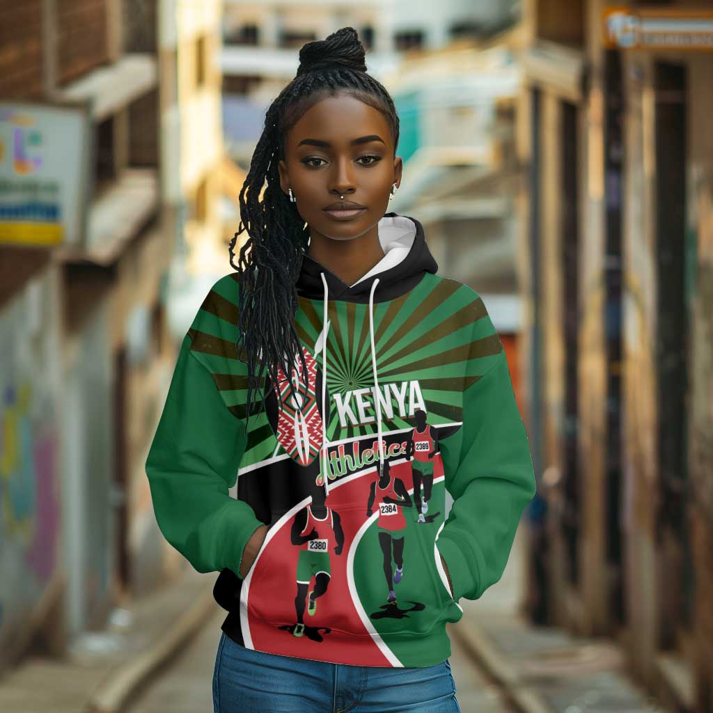 Afro Athletics Kenya Hoodie Olono Maasai Shield Running Way - African Pride