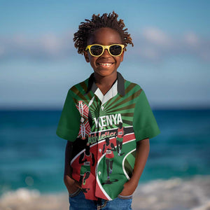 Afro Athletics Kenya Kid Hawaiian Shirt Olono Maasai Shield Running Way - African Pride