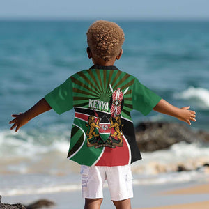 Afro Athletics Kenya Kid Hawaiian Shirt Olono Maasai Shield Running Way - African Pride