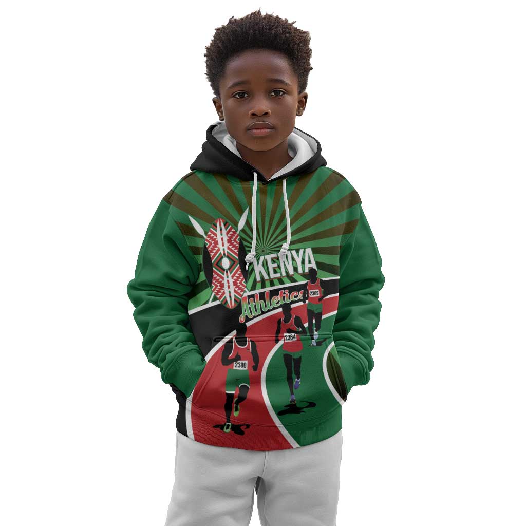 Afro Athletics Kenya Kid Hoodie Olono Maasai Shield Running Way - African Pride