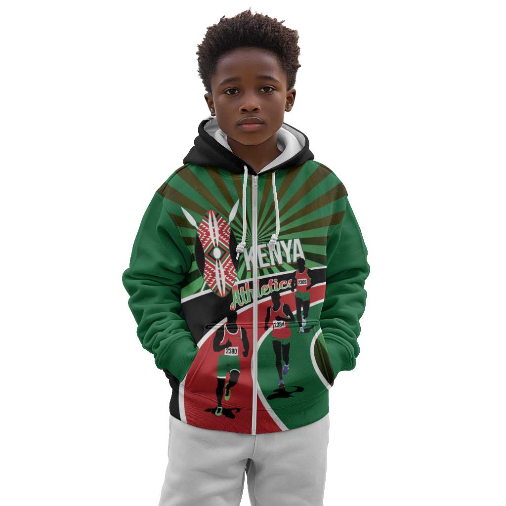 Afro Athletics Kenya Kid Hoodie Olono Maasai Shield Running Way - African Pride