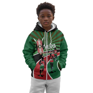 Afro Athletics Kenya Kid Hoodie Olono Maasai Shield Running Way - African Pride