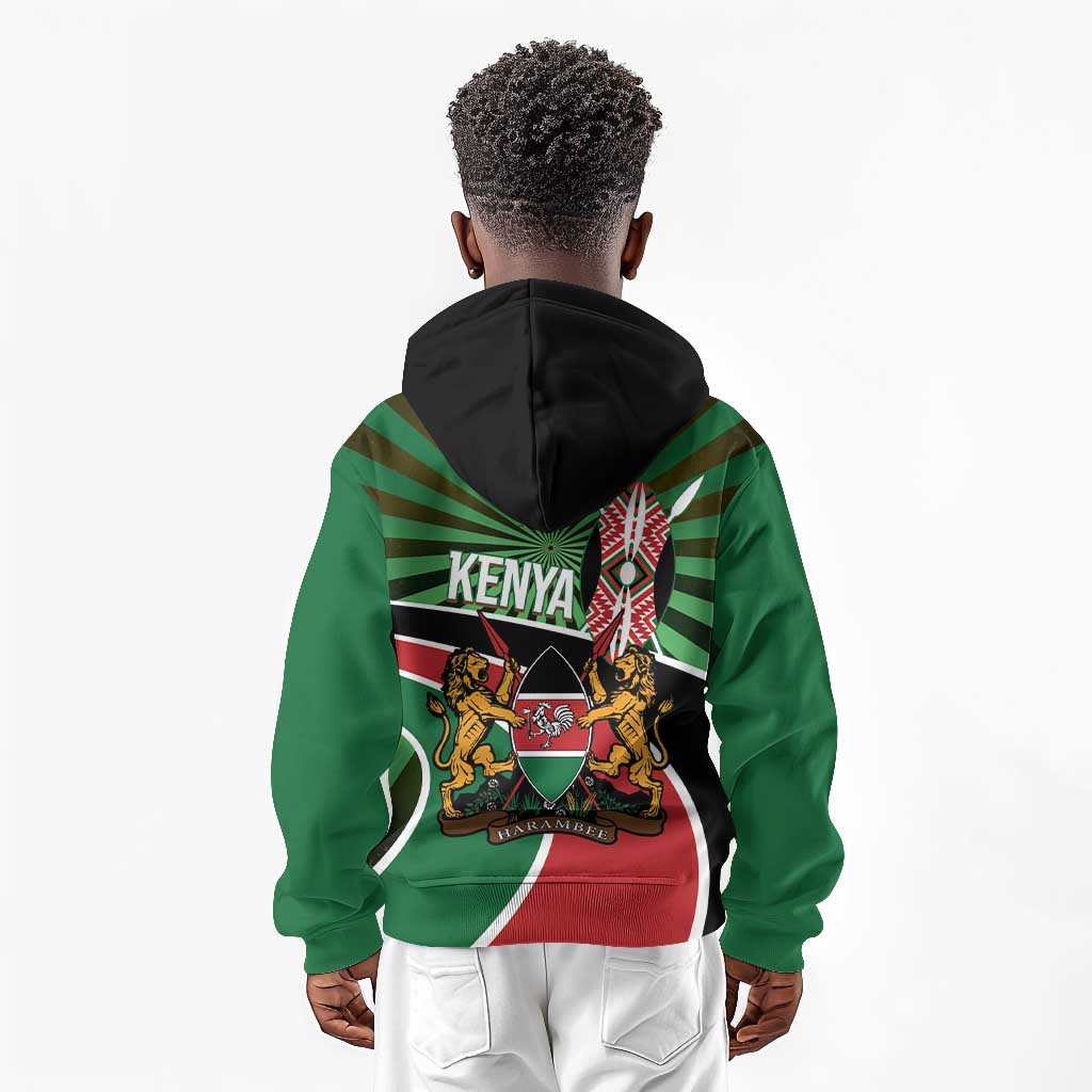 Afro Athletics Kenya Kid Hoodie Olono Maasai Shield Running Way - African Pride
