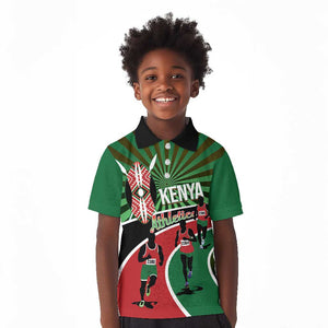 Afro Athletics Kenya Kid Polo Shirt Olono Maasai Shield Running Way - African Pride