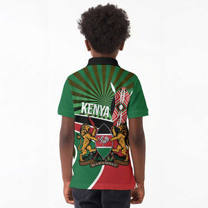 Afro Athletics Kenya Kid Polo Shirt Olono Maasai Shield Running Way - African Pride