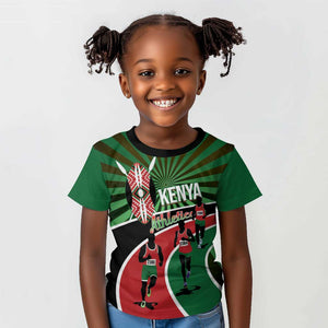 Afro Athletics Kenya Kid T shirt Olono Maasai Shield Running Way - African Pride