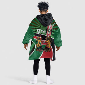 Afro Athletics Kenya Kid Wearable Blanket Hoodie Olono Maasai Shield Running Way - African Pride