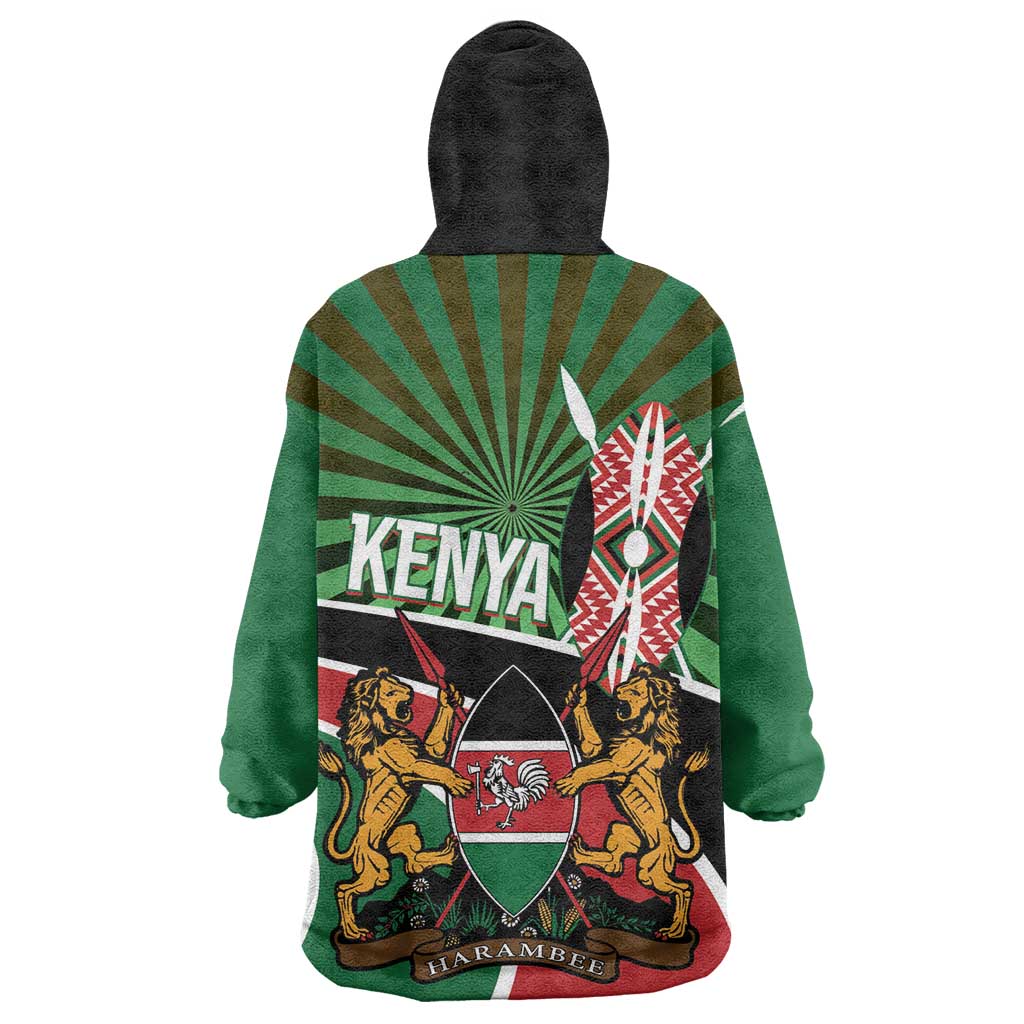 Afro Athletics Kenya Kid Wearable Blanket Hoodie Olono Maasai Shield Running Way - African Pride