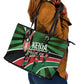 Afro Athletics Kenya Leather Tote Bag Olono Maasai Shield Running Way - African Pride