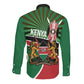 Afro Athletics Kenya Long Sleeve Button Shirt Olono Maasai Shield Running Way - African Pride