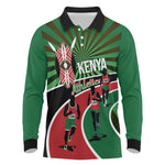 Afro Athletics Kenya Long Sleeve Polo Shirt Olono Maasai Shield Running Way - African Pride