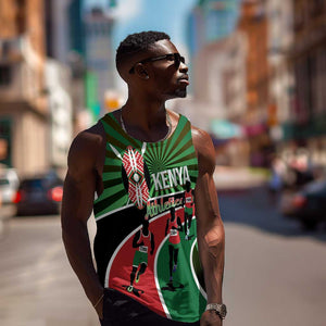 Afro Athletics Kenya Men Tank Top Olono Maasai Shield Running Way - African Pride
