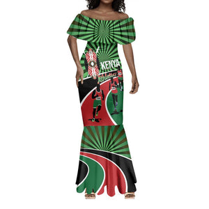 Afro Athletics Kenya Mermaid Dress Olono Maasai Shield Running Way - African Pride