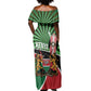 Afro Athletics Kenya Off Shoulder Maxi Dress Olono Maasai Shield Running Way - African Pride