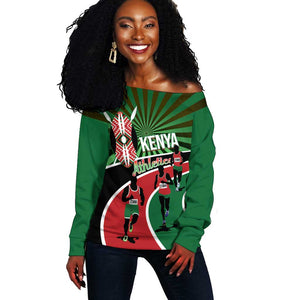 Afro Athletics Kenya Off Shoulder Sweater Olono Maasai Shield Running Way - African Pride