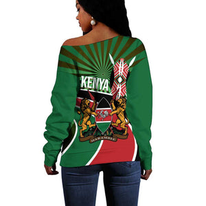 Afro Athletics Kenya Off Shoulder Sweater Olono Maasai Shield Running Way - African Pride