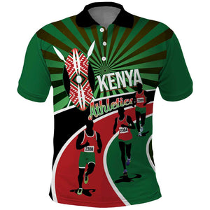Afro Athletics Kenya Polo Shirt Olono Maasai Shield Running Way - African Pride
