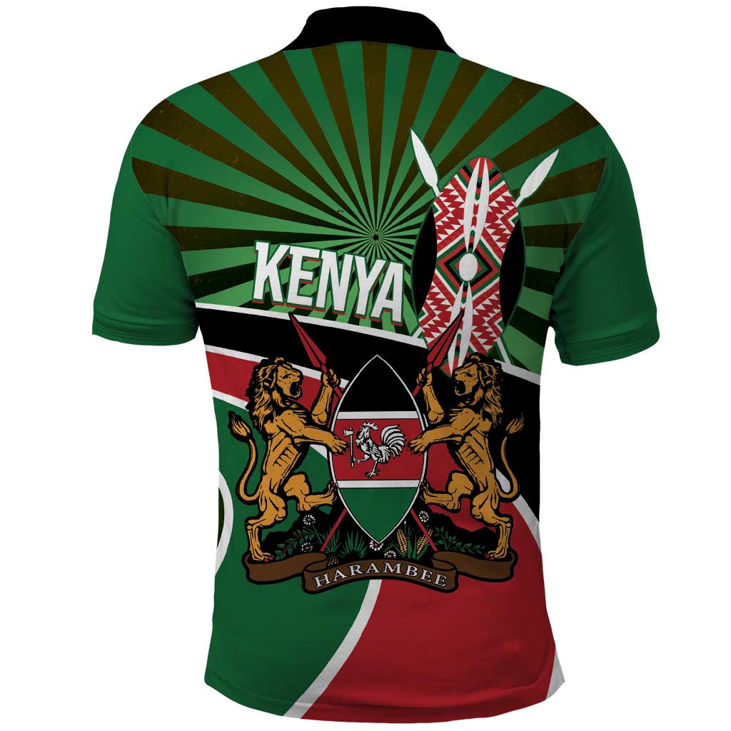 Afro Athletics Kenya Polo Shirt Olono Maasai Shield Running Way - African Pride