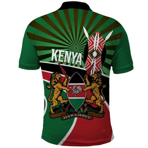 Afro Athletics Kenya Polo Shirt Olono Maasai Shield Running Way - African Pride