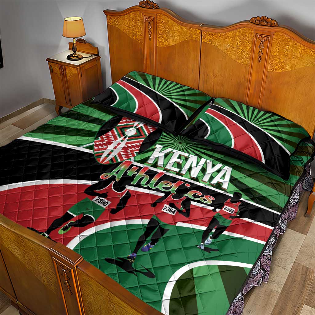 Afro Athletics Kenya Quilt Bed Set Olono Maasai Shield Running Way - African Pride