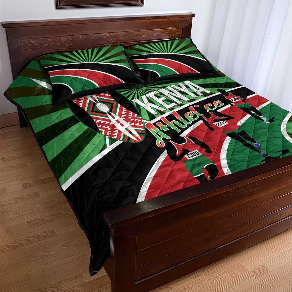 Afro Athletics Kenya Quilt Bed Set Olono Maasai Shield Running Way - African Pride