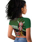 Afro Athletics Kenya Raglan Cropped T shirt Olono Maasai Shield Running Way - African Pride
