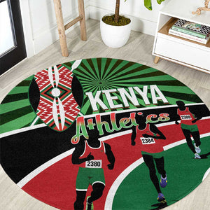 Afro Athletics Kenya Round Carpet Olono Maasai Shield Running Way - African Pride