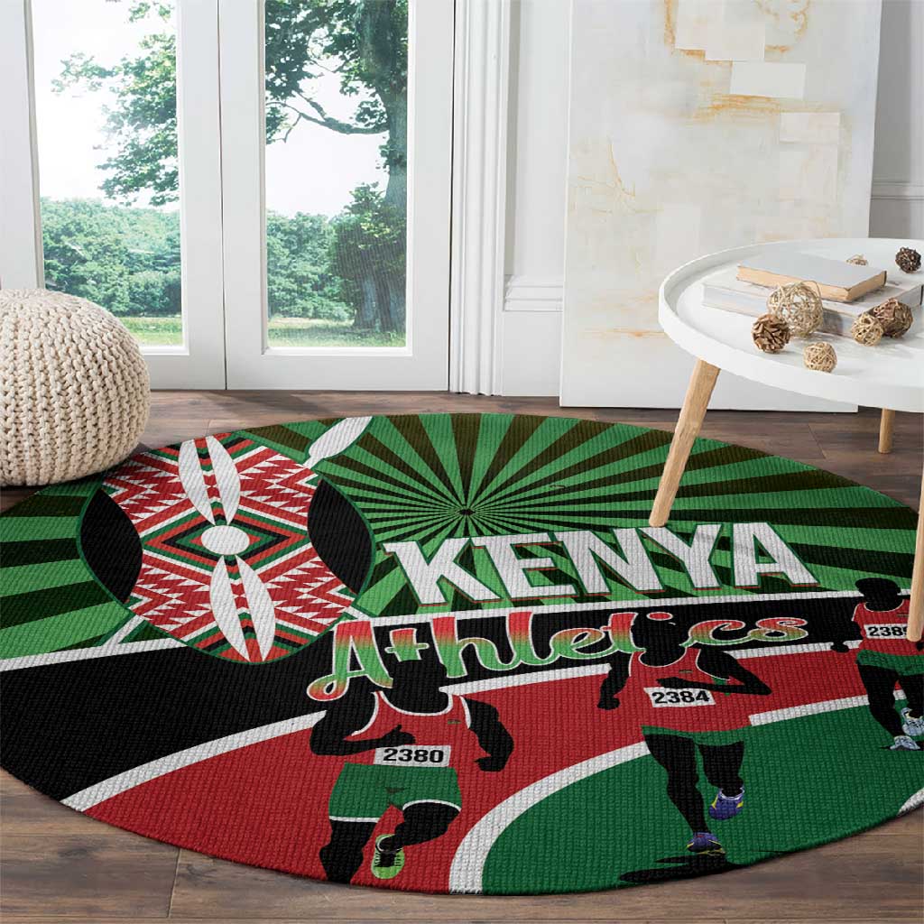 Afro Athletics Kenya Round Carpet Olono Maasai Shield Running Way - African Pride