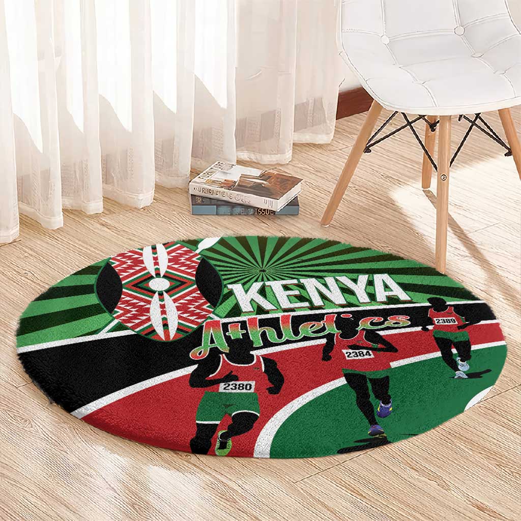 Afro Athletics Kenya Round Carpet Olono Maasai Shield Running Way - African Pride